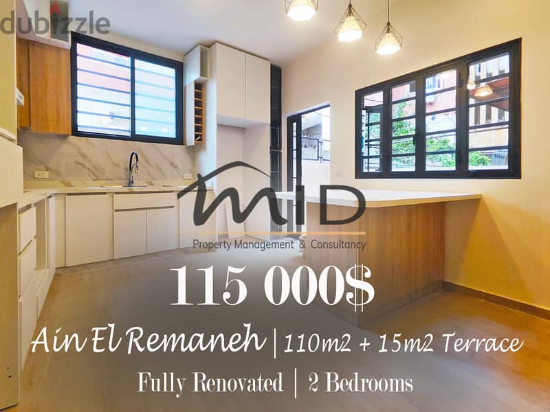 Ain El Remmeneh | Fully Renovated & Decorated 110m² + 15m² Terrace 1