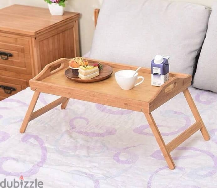 Bed tray table with folding legs (bamboo) for sale 0