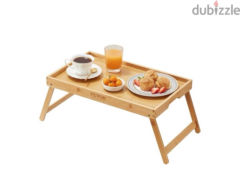 Bed tray table with folding legs (bamboo) for sale 1