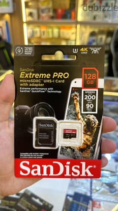 Sandisk Extreme pro microsdxc uhs-I card with adapter 128gb U3 A2 v30 0