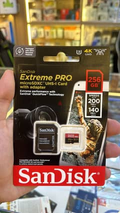 Sandisk Extreme pro microsdxc uhs-I card with adapter 256gb U3 A2 v30 0