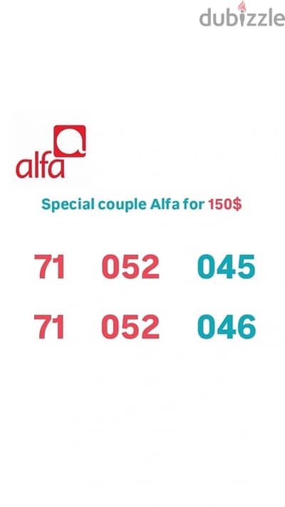 4 Couples Alfa Special Numbers we deliver