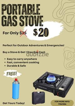 portable gas stove with FREE gas can 0