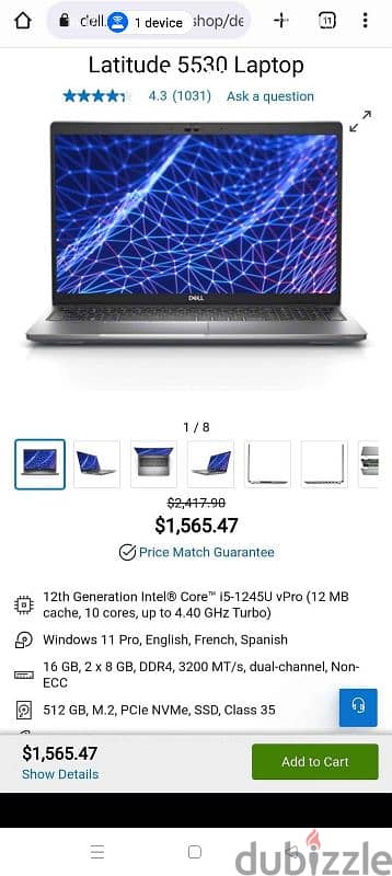 Dell Latitude 5530 12th Gen. Intel Vpro i5 + Headphone + Mouse 8