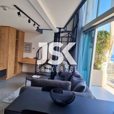 L16172-Modern Loft with Terrace and Sea View For Rent In Mar Mikhael