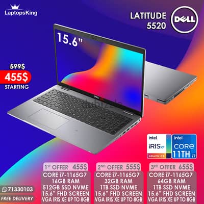 DELL LATITUDE 5520 CORE i7-1165G7  VGA IRIS XE 15.6” LAPTOPS