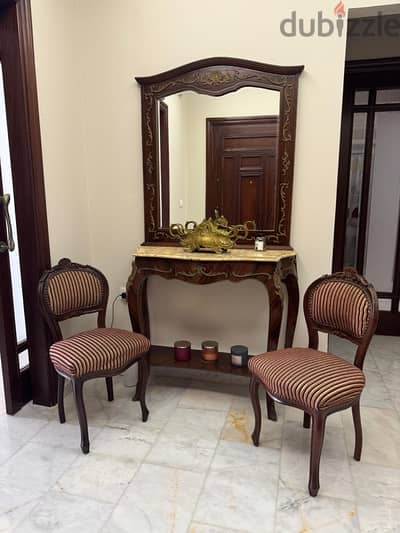 mirror and two chairs for sale