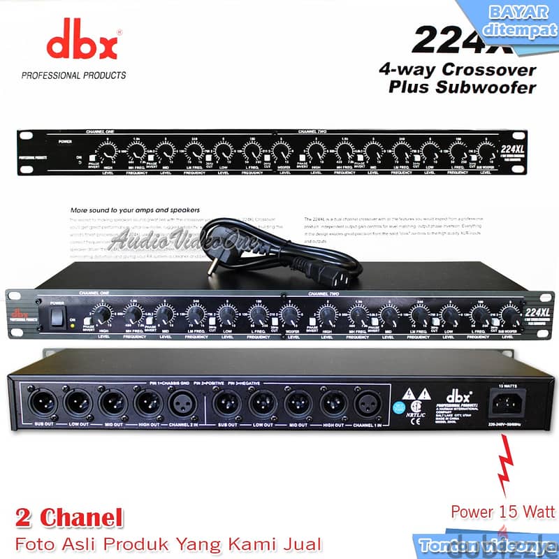 DBX 224XL crossover With Subwoofer. 4 way Stereo Crossover plus sub 2