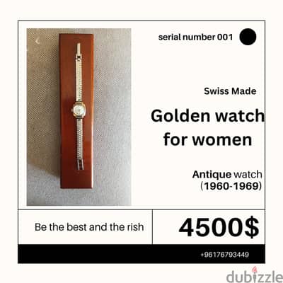 Swiss Ladies Watch Dipped in Gold, Serial Number 001