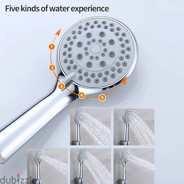 Handheld Shower Head with 5-Speed Sprayer and Stainless Hose 2