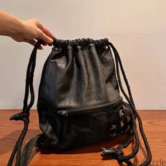 Cocci Black leather backpack 0