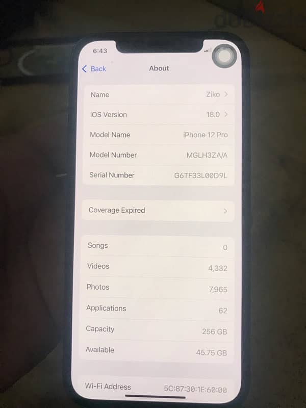 Iphone 12 pro 256 Gb Battery 80% Original 8