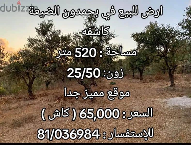 Open View l Prime Location 520 SQM Land in Bhamdoun 0