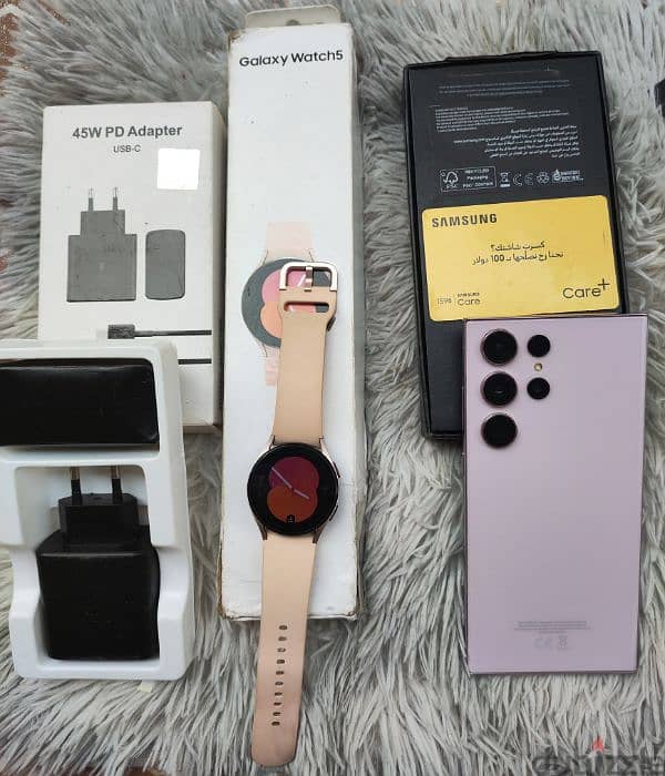 Samsung S23 ultra ctc warranty &  watch s5 & original wireless charger 2