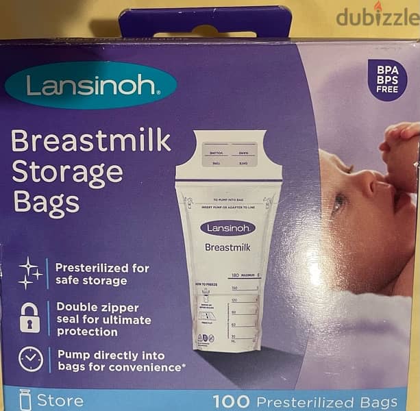 Lansinoh box of 100 storage milk bags 180ml per bag 1