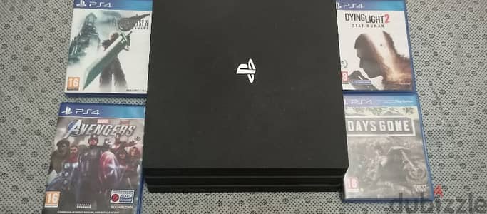 PS4 pro with 4 games and Samsung monitor