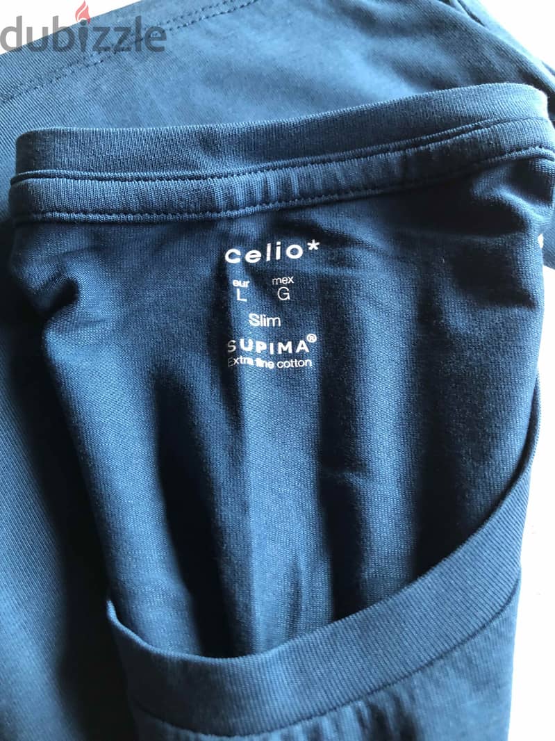 Celio Men's T-Shirt SUPIMA, (Petrole size L ) 35$ 1