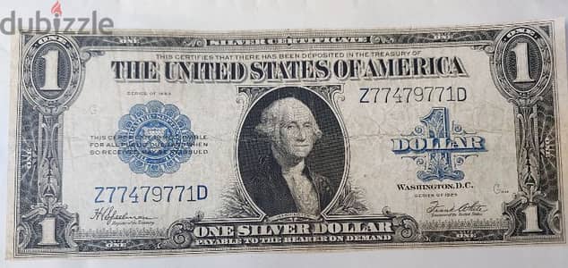 Large USA Dollar Silver Banknote year 1923