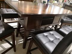 Modern original high Dining table + 6 swivel high chairs 0