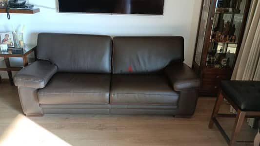 True Leather Sofa set made in italy Dark Brown