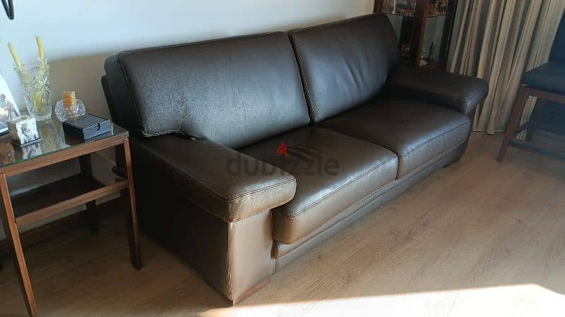 True Leather Sofa set made in italy Dark Brown 3