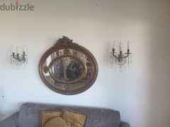 antique mirror and 2 appliques 0