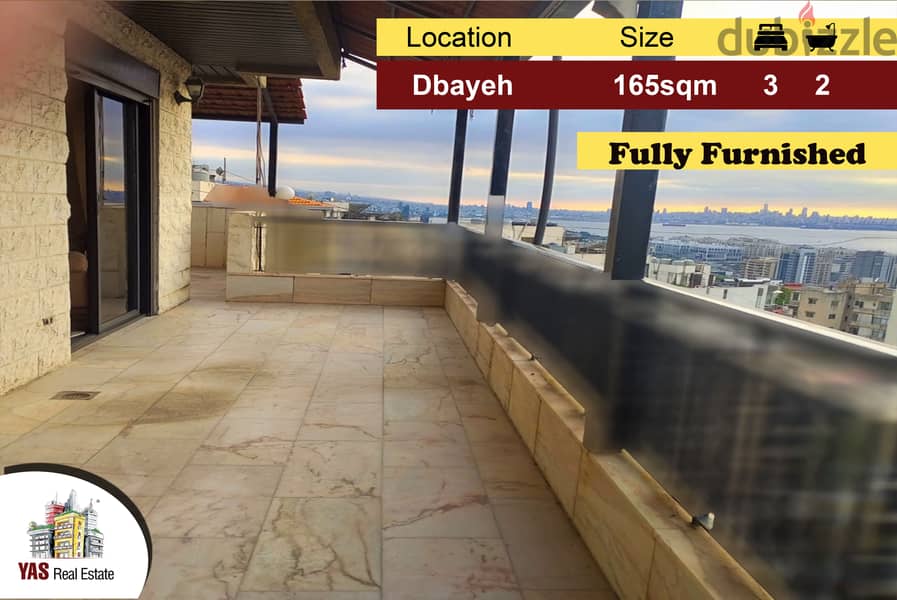 Dbayeh 165m2 | 100m2 Terrace | Furnished | Sea View | Catch | PA | 0