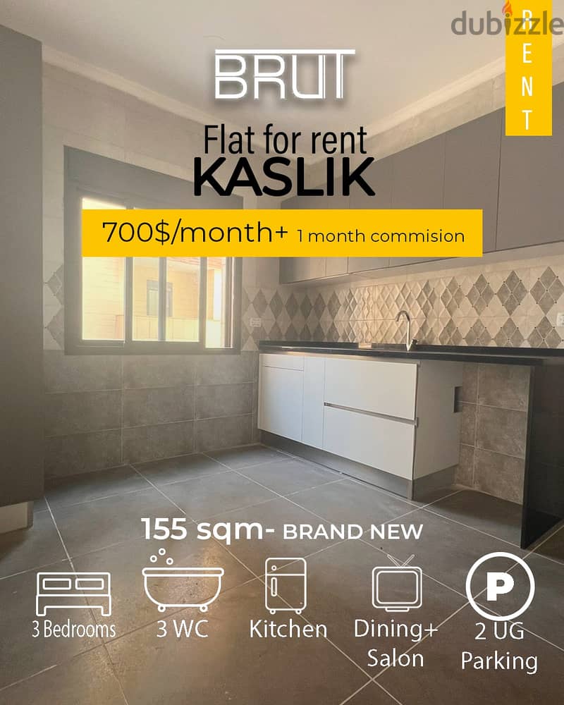 155 sqm brand new apartment for rent in Kaslik Keserwan! 0