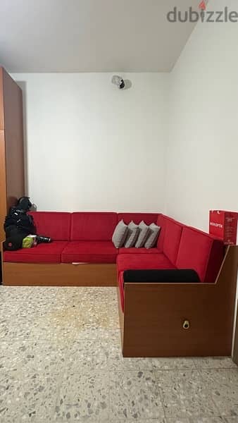 L shape sofa 2 parts for sale with cushions