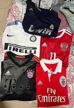 five jerseys : inter, real , bayern , benfica , russia all for 10 $ 0