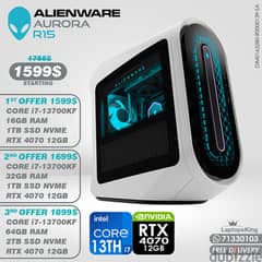 ALIENWARE AURORA R15 CORE i7-13700KF RTX 4070 DESKTOP COMPUTERS 0