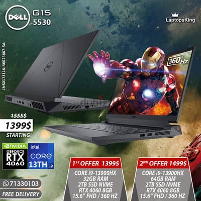 DELL G15 5530 CORE i9-13900HX RTX 4060 360HZ 15.6" GAMING LAPTOPS