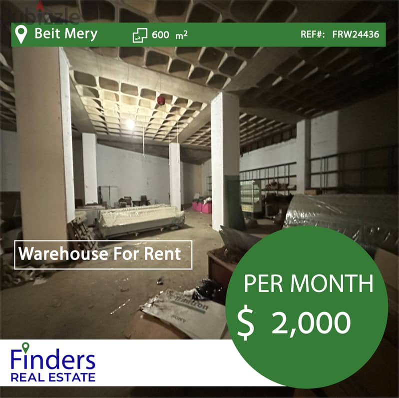 Warehouse for rent in Beit Mery! مستودع للإيجار في بيت مري 0