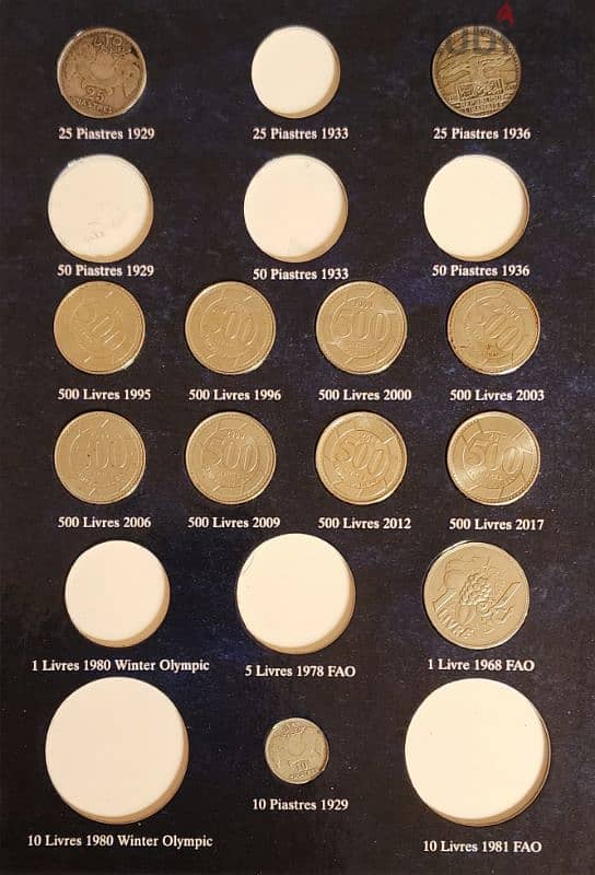 album for lebanese coins since 1924 till 2018 1