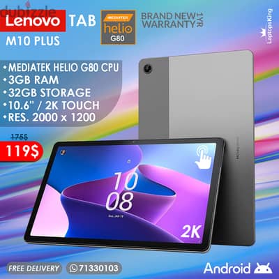 LENOVO TAB M10 PLUS MEDIATEK HELIO G80 10.6" 2K TOUCH TABLET