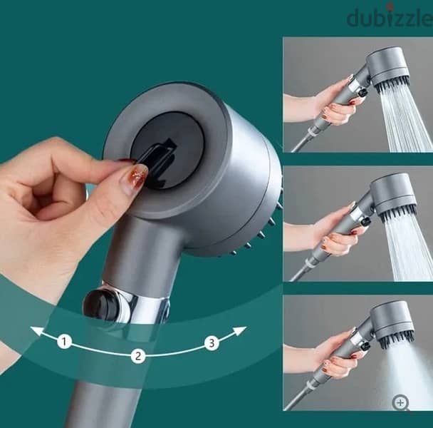 Handheld Shower head 3 Spray Mode-Silicone Mouth Massage + Free Filter 6