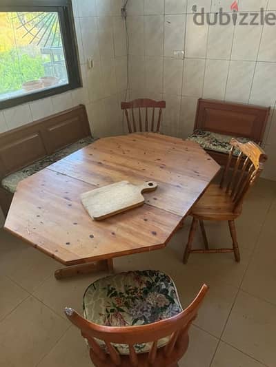 Kitchen table with bench and chairs