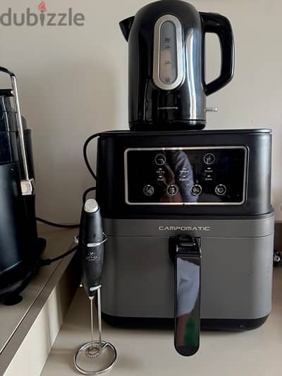 air fryer and electric kettle together and one whisker