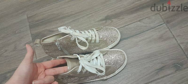 Gold pinkish glittery Kids Shoes 3