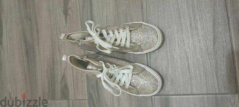 Gold pinkish glittery Kids Shoes 4