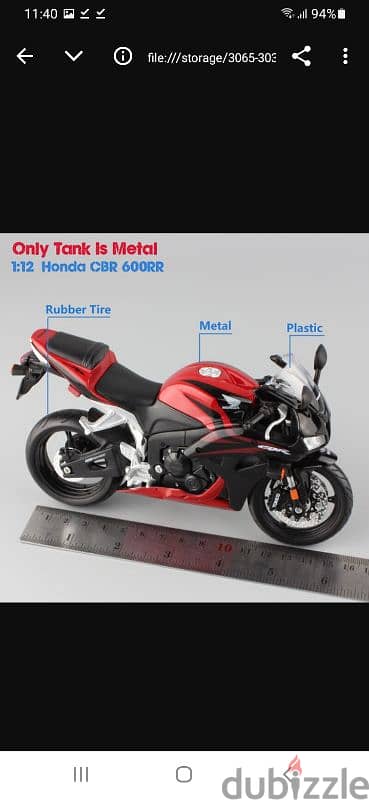 Honda CBR600RR diecast motorcycle model 1:12 7