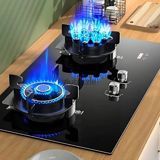 Digital Gas Stove with 2 Burners, Heat Knobs, Slim Glass Top 1