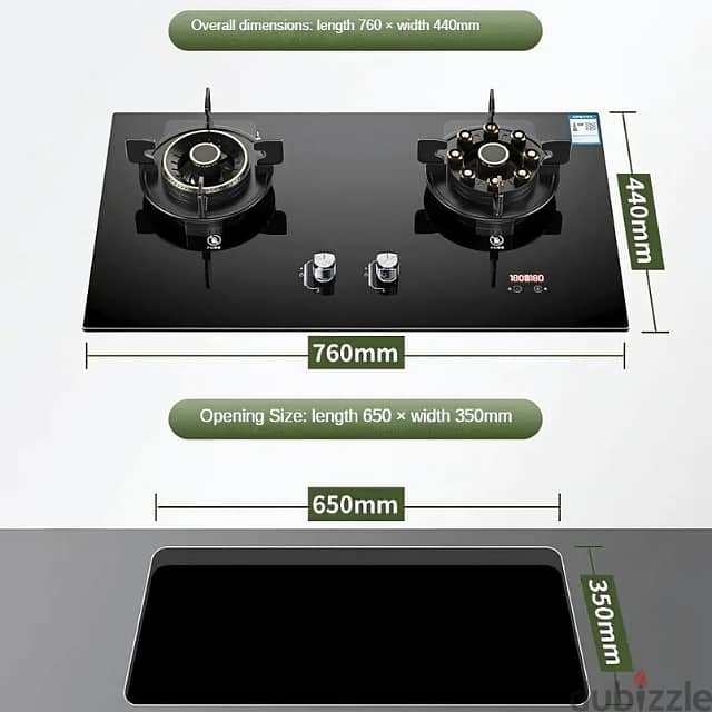 Digital Gas Stove with 2 Burners, Heat Knobs, Slim Glass Top 5