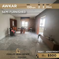 Apartment for rent in Awkar semi furnished RB85 0