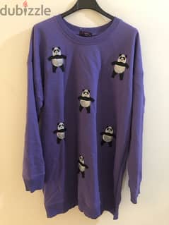 purple long top panda design 0