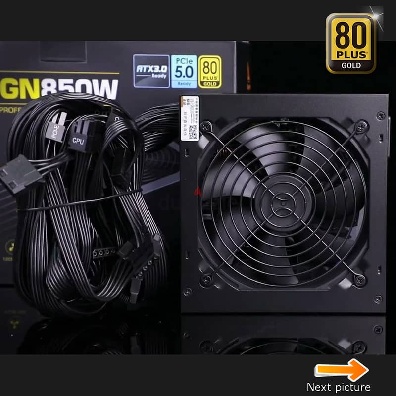 850W GOLD PSU PCIe 5.0 Black Flat Cables 1