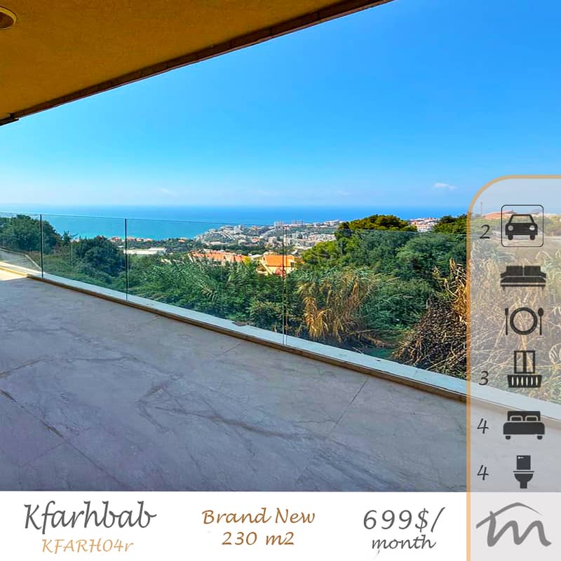 Kfarhab | Brand New 4 Bedrooms Apartment | 3 Balconies | Open View 0