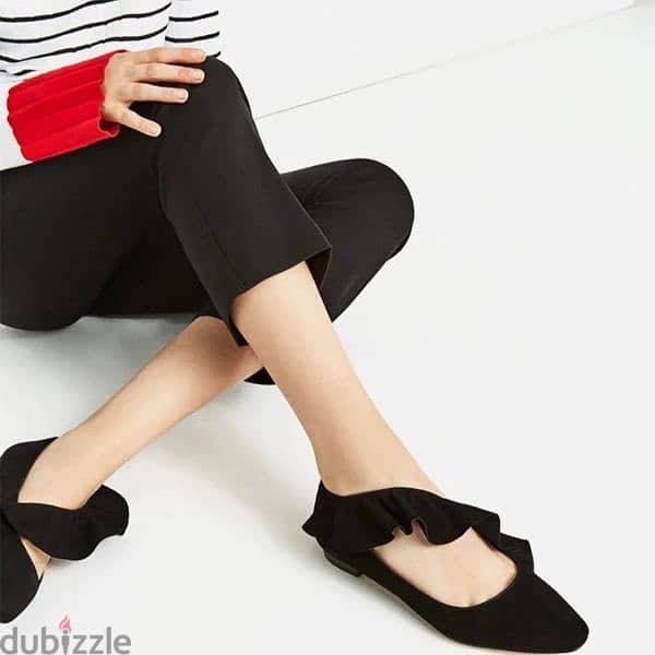 Zara Black Velvet Flats 1