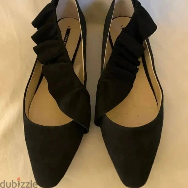 Zara Black Velvet Flats 2