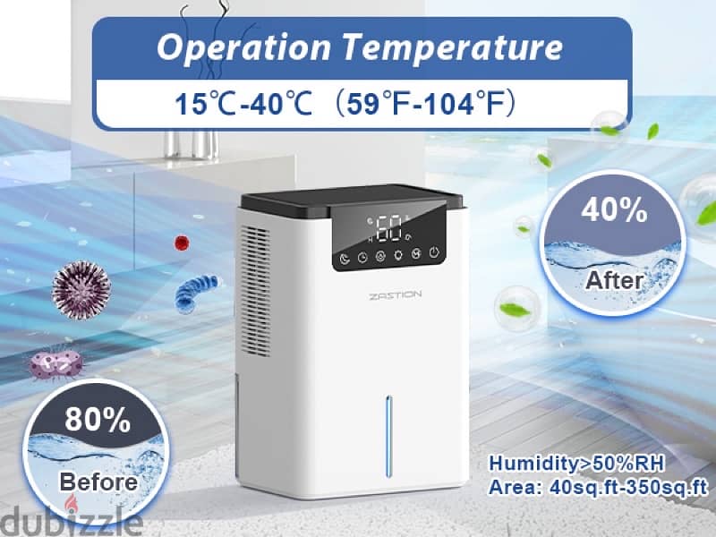 ZASTION Electric Dehumidifier 21W 2200Ml 6